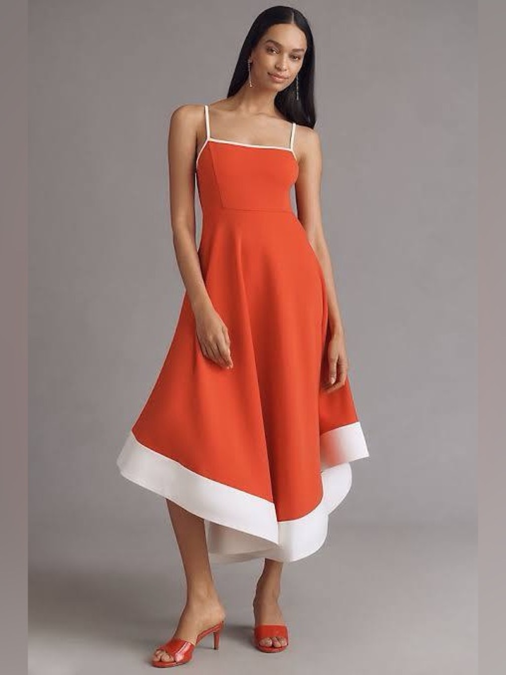 MAEVE ANTHROPOLOGIE Colourblock A line Midi Dress Red Size XL